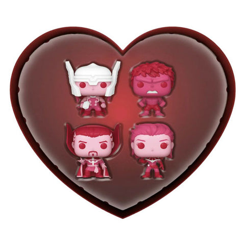 Image of Marvel Comics: Valentines 2024 - Pink US Exclusive Pocket Pop! 4-Pack Heart Box