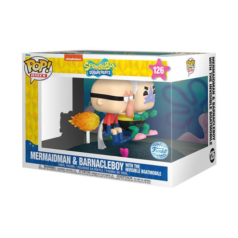 Image of Spongebob Squarepants - Mermaidman & Barnacleboy with Invisible Boat US Exclusive Pop! Ride - 126