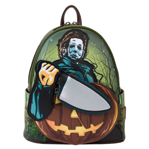 Image of Halloween - Michael Myers Pumpkin Glow Mini Backpack (with Coin Bag)