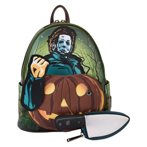 Image of Halloween - Michael Myers Pumpkin Glow Mini Backpack (with Coin Bag)