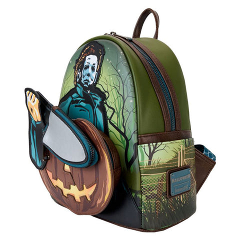 Image of Halloween - Michael Myers Pumpkin Glow Mini Backpack (with Coin Bag)