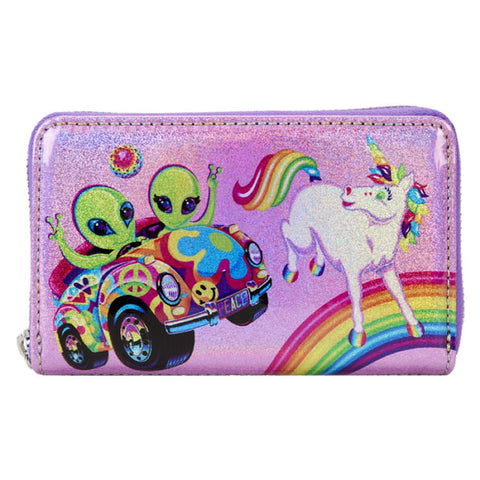 Image of Lisa Frank - Holographic Glitter Color Block Zip Around Wallet