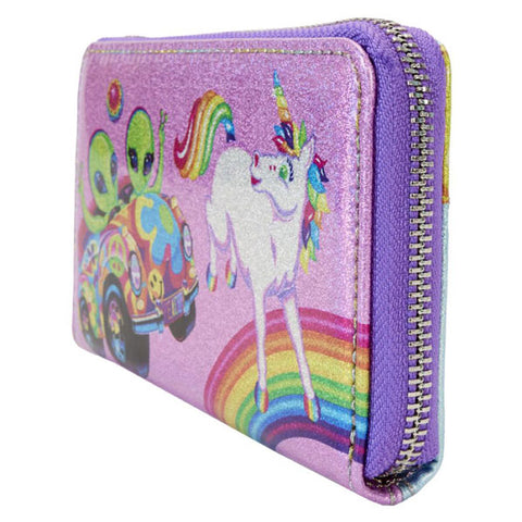 Image of Lisa Frank - Holographic Glitter Color Block Zip Around Wallet