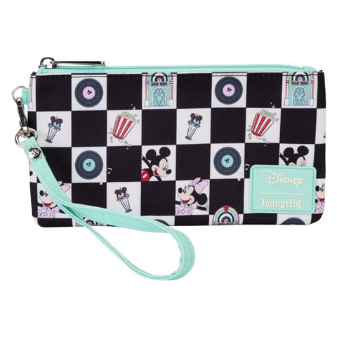 Image of Disney - Mickey & Minnie Date Diner AOP Nylon Wristlet