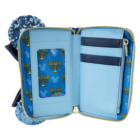 Image of Disney - Minnie Mouse Hanukkah Sequin Zip Around Wallet