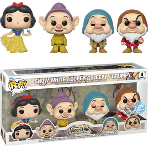 Snow White (1937) - Snow White, Dopey, Sleepy, Grumpy Exclusive Diamond Glitter Pop! 4-Pack